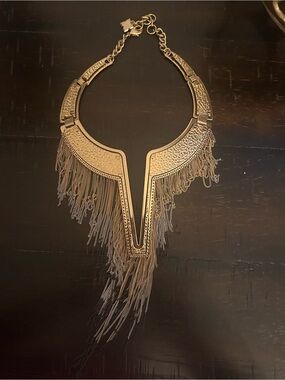Gold Fringe Statement Necklace - Women Jewelry